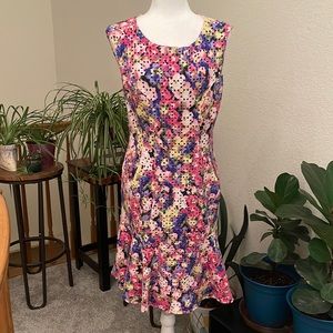 Multicolor midi A-line Betsy Johnson dress